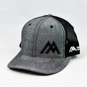 Dark Grey Chambray & Black Slight-Curve Flat-Bill Snap-Back Trucker